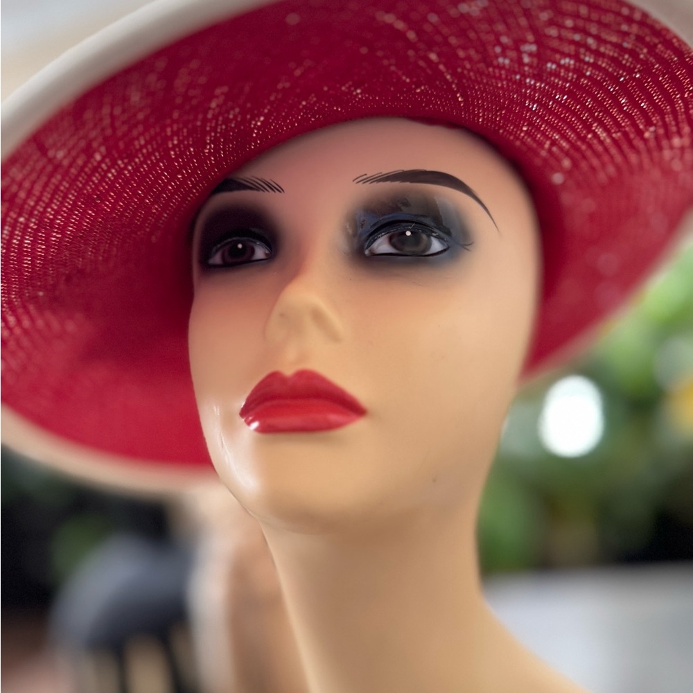 EUC Louise Green cream fedora cherry straw hat - Picture 7 of 16